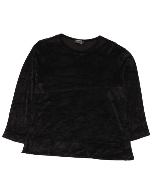 Max Mara Womens Weekend Velour Top 3/4 Sleeve UK 16 Large Black Rayon
