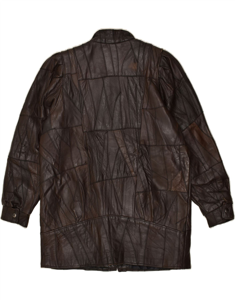 VINTAGE Womens Leather Jacket UK 18 XL Brown Patchwork | Vintage Vintage | Thrift | Second-Hand Vintage | Used Clothing | Messina Hembry 