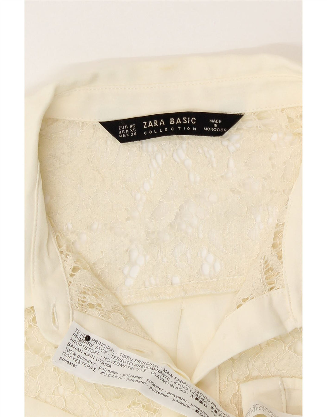 Zara Womens Shirt Blouse UK 6 XS Off White Polyester