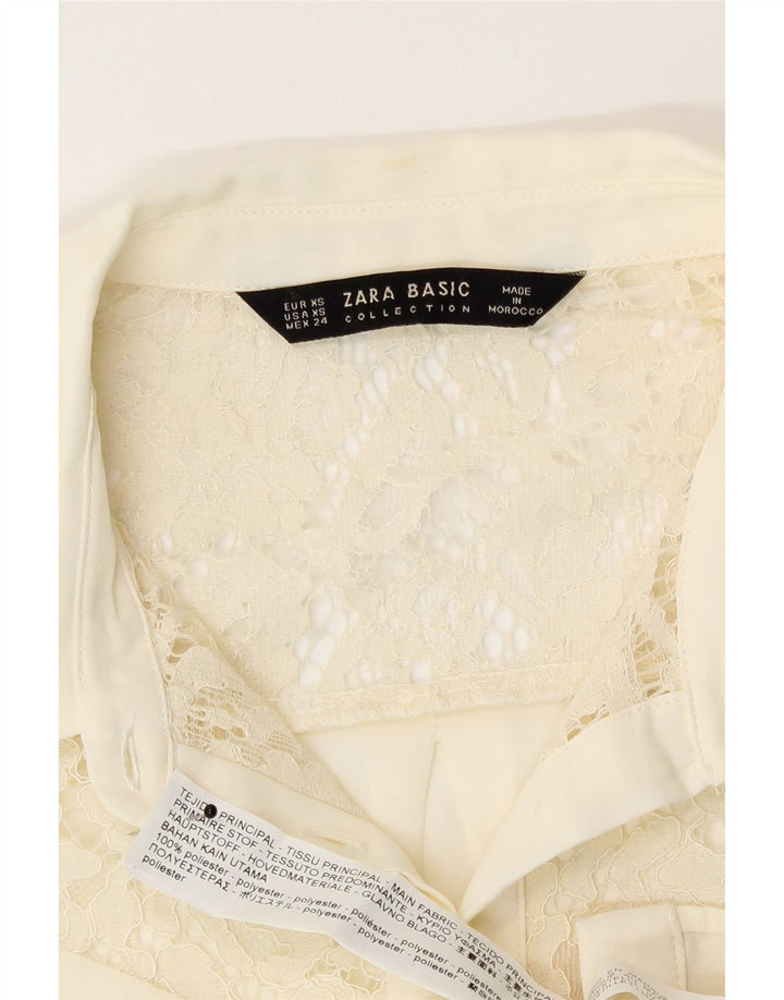 Zara Womens Shirt Blouse UK 6 XS Off White Polyester