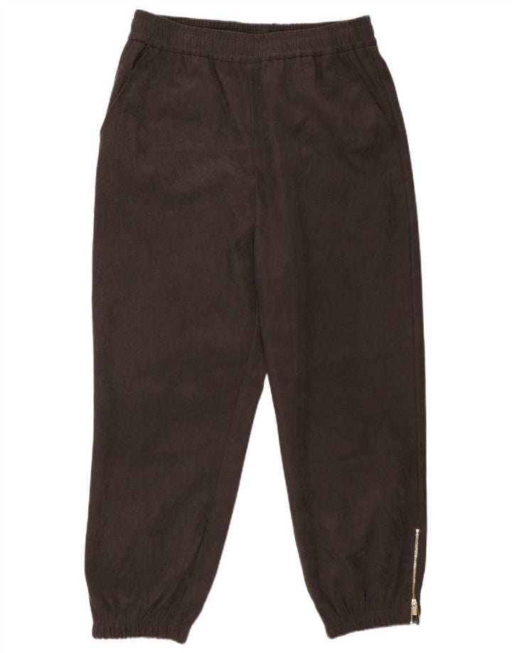 Zara Womens Crop Tracksuit Trousers Joggers UK 16 Large  Grey Polyester