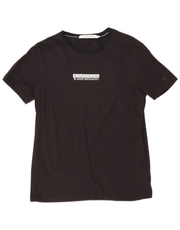 CALVIN KLEIN JEANS Boys Graphic T-Shirt Top 15-16 Years Large Black