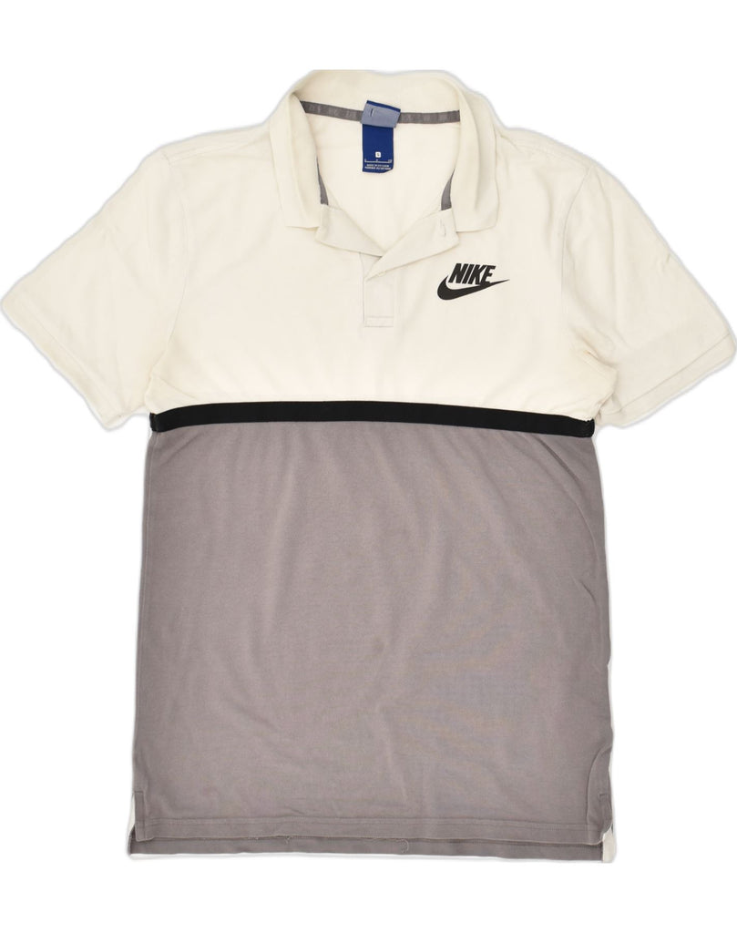 NIKE Mens Polo Shirt Small Grey Colourblock Cotton | Vintage Nike | Thrift | Second-Hand Nike | Used Clothing | Messina Hembry 