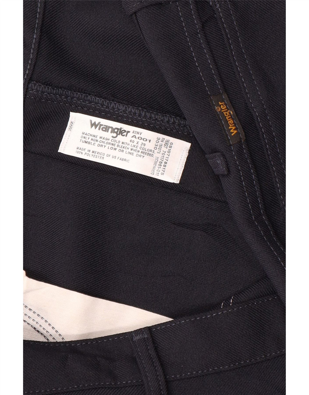 WRANGLER Mens Straight Casual Trousers W40 L27  Navy Blue Polyester
