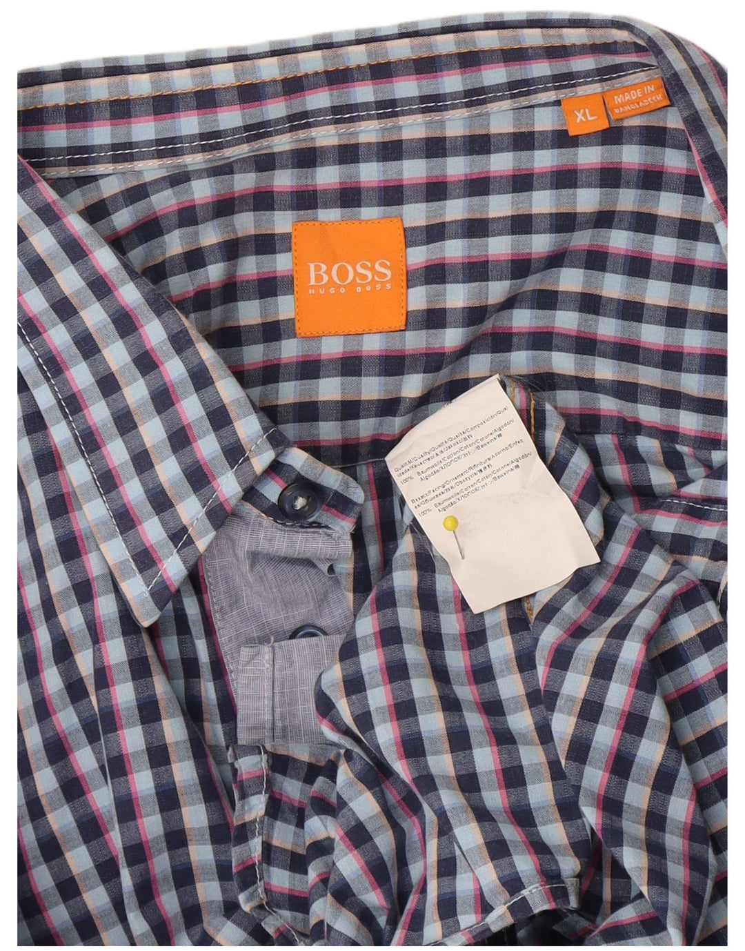 Hugo Boss Mens Shirt XL Blue Check Cotton