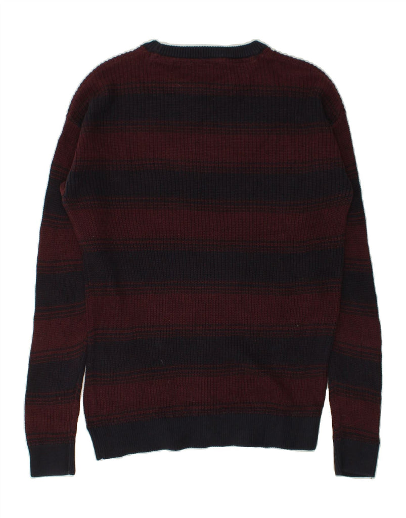 JACK & JONES Mens Crew Neck Jumper Sweater Large Burgundy Striped Cotton | Vintage Jack & Jones | Thrift | Second-Hand Jack & Jones | Used Clothing | Messina Hembry 