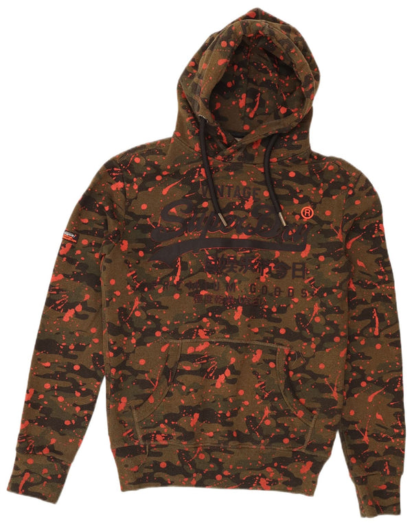Superdry Mens Graphic Hoodie Jumper XS Khaki Camouflage Cotton