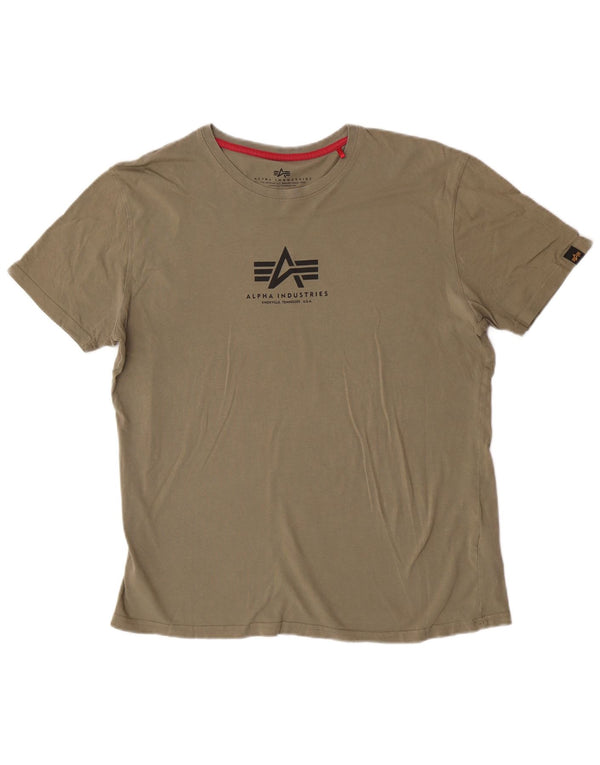 Alpha Industries Mens Graphic T-Shirt Top XL Khaki Cotton