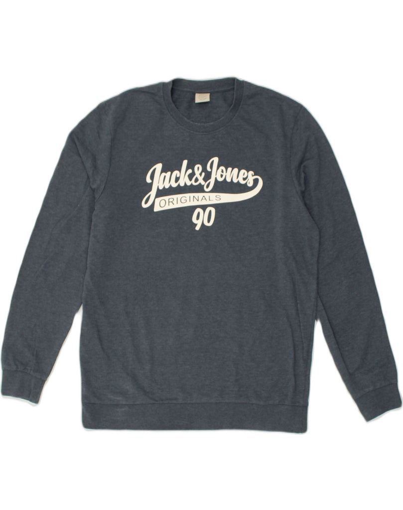 JACK & JONES Mens Graphic Sweatshirt Jumper XL Grey Cotton | Vintage Jack & Jones | Thrift | Second-Hand Jack & Jones | Used Clothing | Messina Hembry 