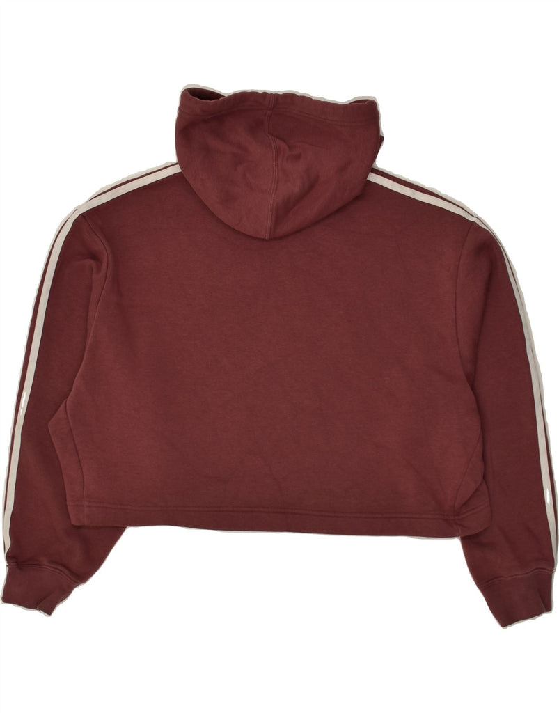 ADIDAS Womens Crop Oversized Hoodie Jumper UK 10 Small  Maroon Cotton | Vintage Adidas | Thrift | Second-Hand Adidas | Used Clothing | Messina Hembry 