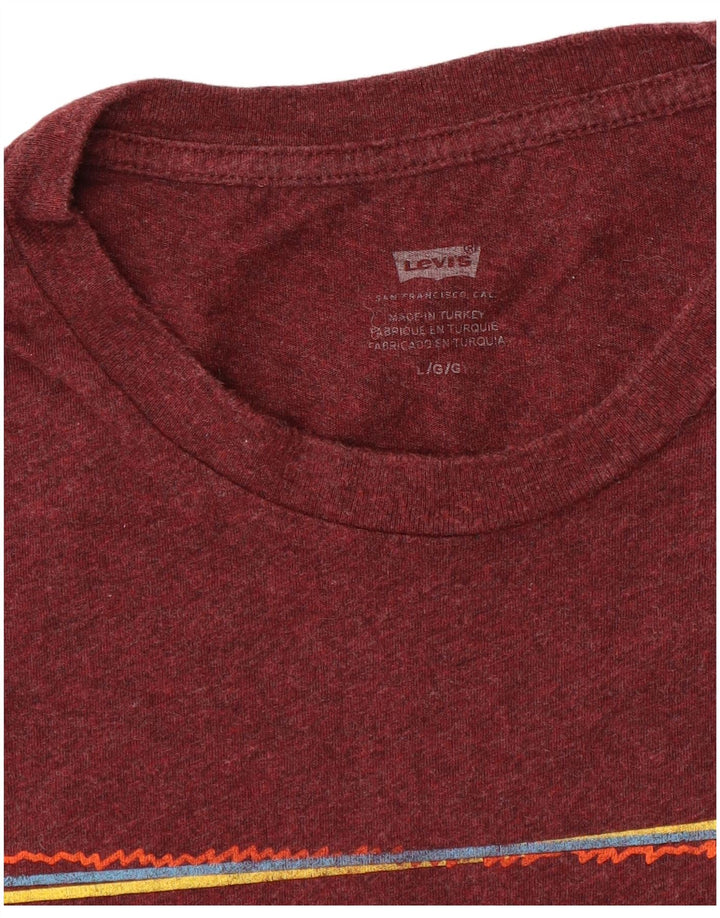 Levi's Mens Graphic T-Shirt Top Large Maroon Flecked