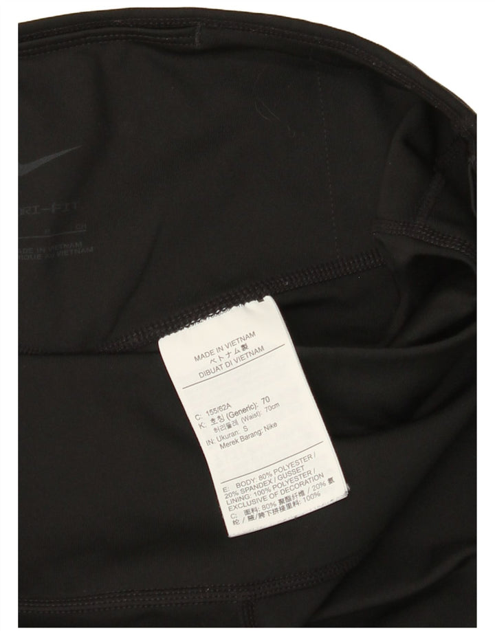 NIKE Womens Dri Fit Graphic Leggings UK 8 Small  Black Polyester