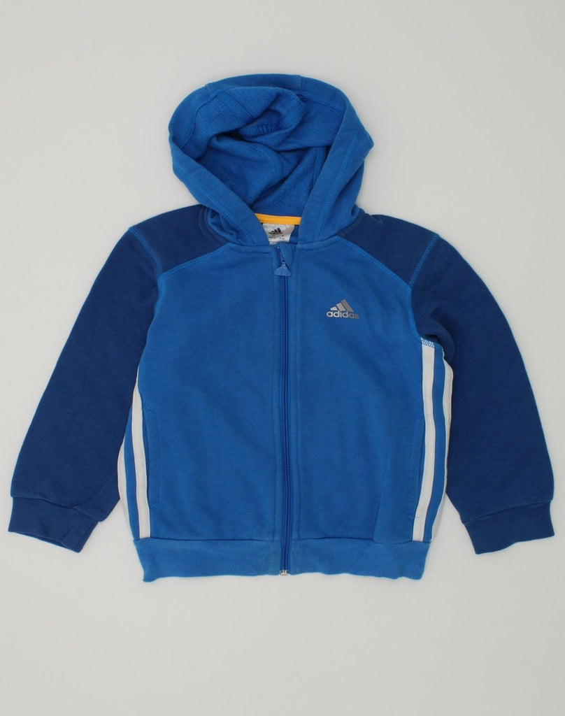 ADIDAS Boys Zip Hoodie Sweater 5-6 Years Blue Cotton | Vintage Adidas | Thrift | Second-Hand Adidas | Used Clothing | Messina Hembry 