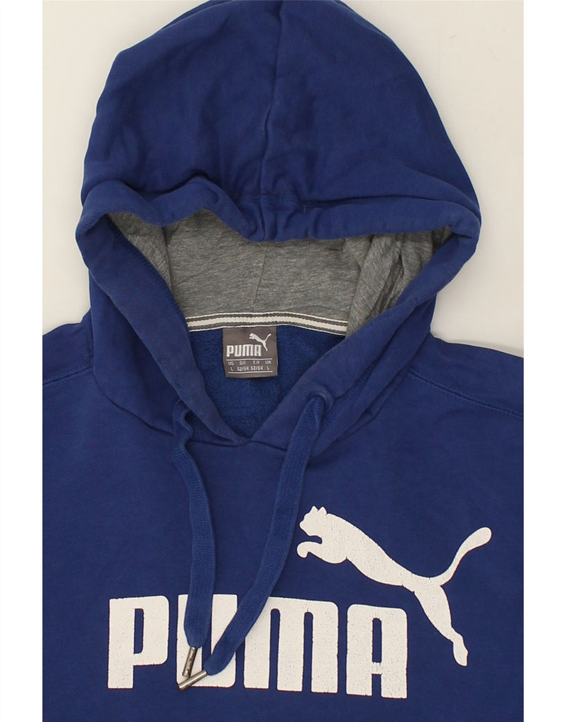 PUMA Mens Graphic Hoodie Jumper Large Blue | Vintage Puma | Thrift | Second-Hand Puma | Used Clothing | Messina Hembry 