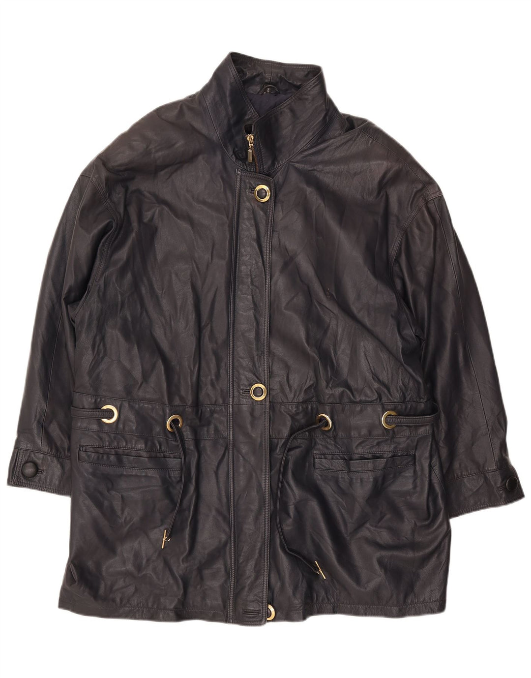 PER ME Womens Leather Jacket UK 22 2XL Black Leather