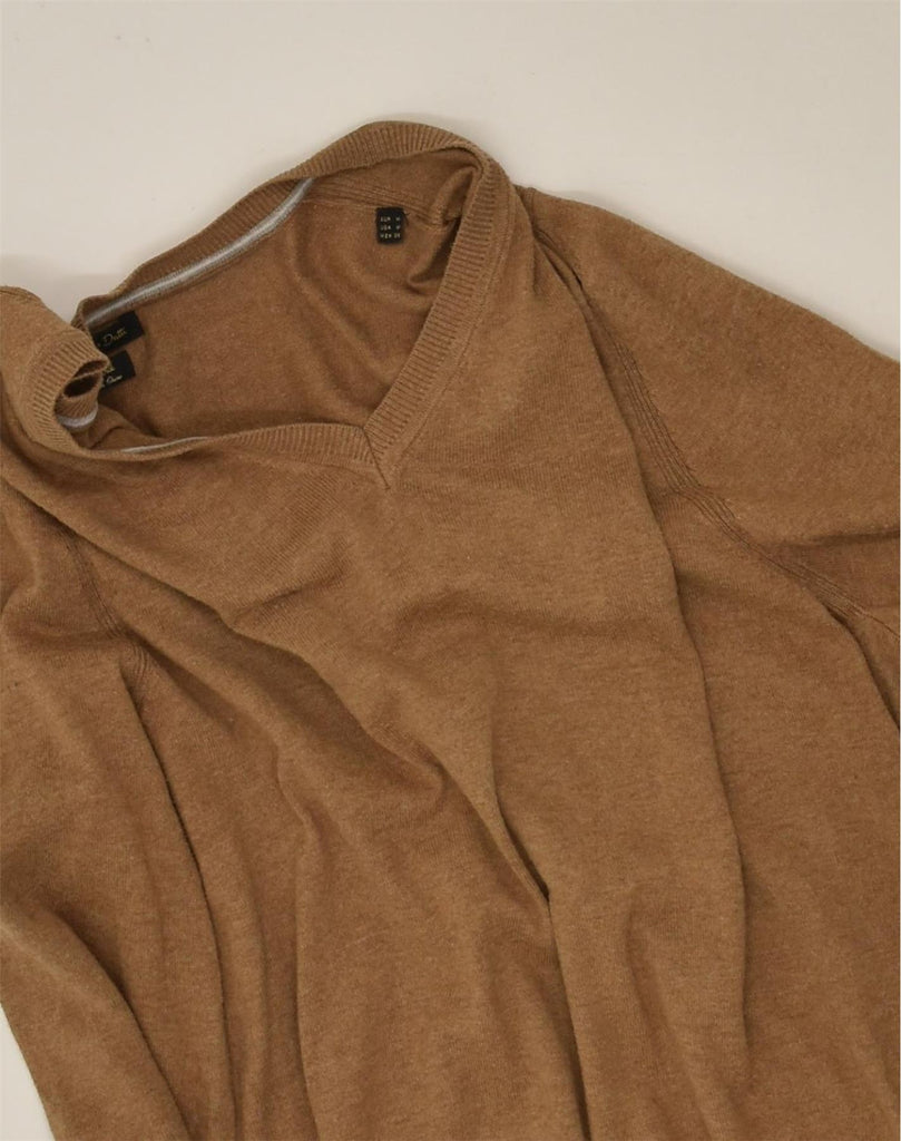 MASSIMO DUTTI Womens V-Neck Jumper Sweater UK 12 Medium Brown Cotton | Vintage Massimo Dutti | Thrift | Second-Hand Massimo Dutti | Used Clothing | Messina Hembry 