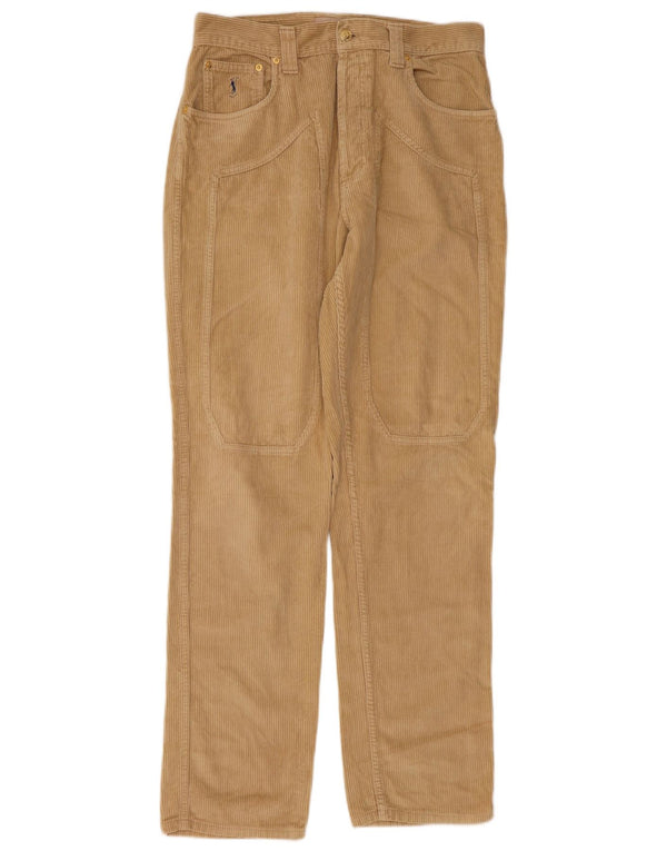 Jeckerson Mens Straight Corduroy Trousers W36 L32 Beige Cotton
