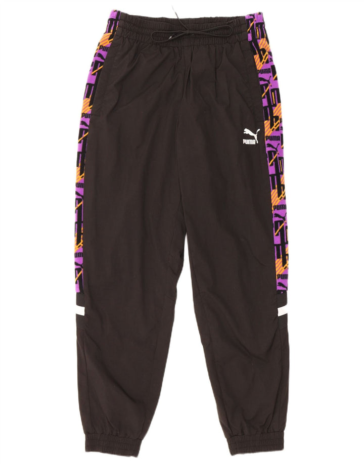 PUMA Mens Graphic Tracksuit Trousers Joggers Small  Black Colourblock