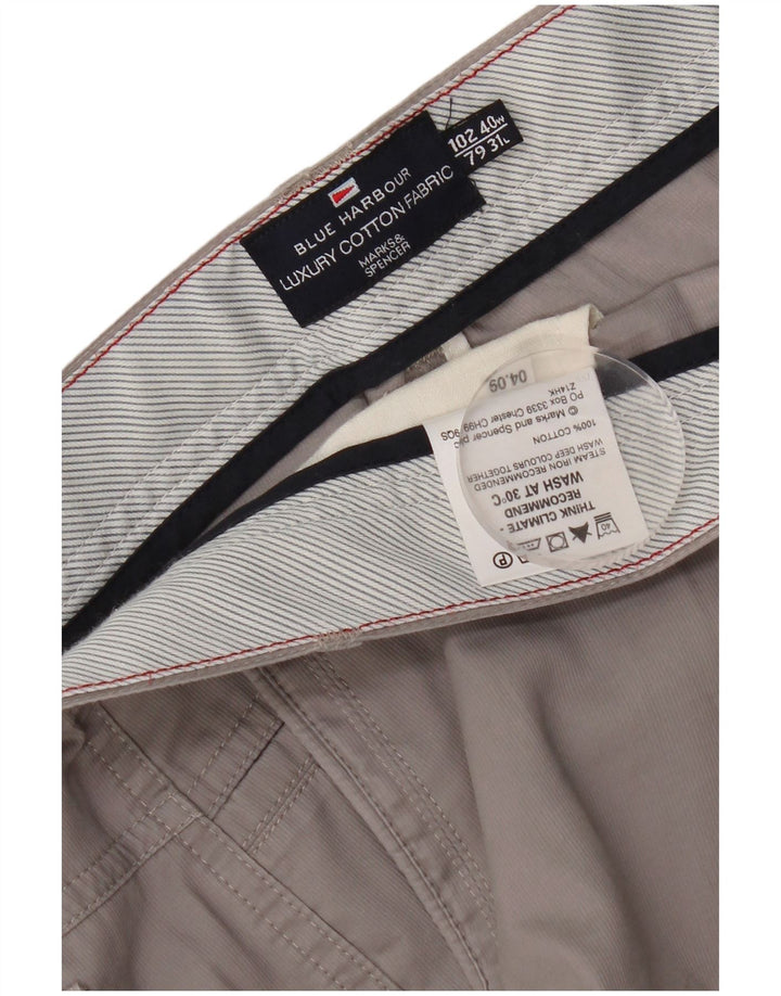 Marks & Spencer Mens Straight Chino Trousers W40 L31 Grey Cotton