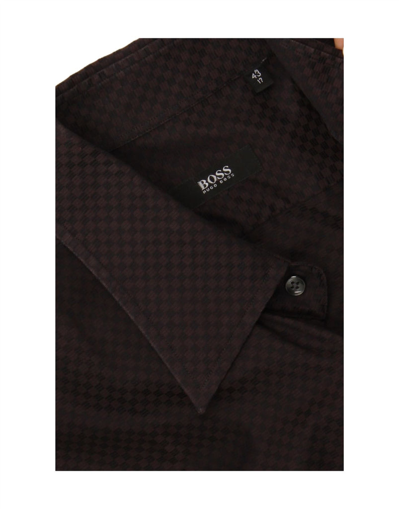HUGO BOSS Mens Shirt Size 17 43 XL Brown Geometric Cotton Vintage Hugo Boss and Second-Hand Hugo Boss from Messina Hembry 