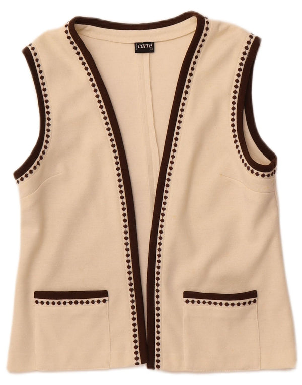 Carre Womens Sleeveless Open Cardigan Sweater EU 42 Large Off White