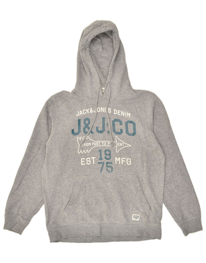 JACK & JONES Mens Graphic Hoodie Jumper Large Grey Cotton | Vintage Jack & Jones | Thrift | Second-Hand Jack & Jones | Used Clothing | Messina Hembry 