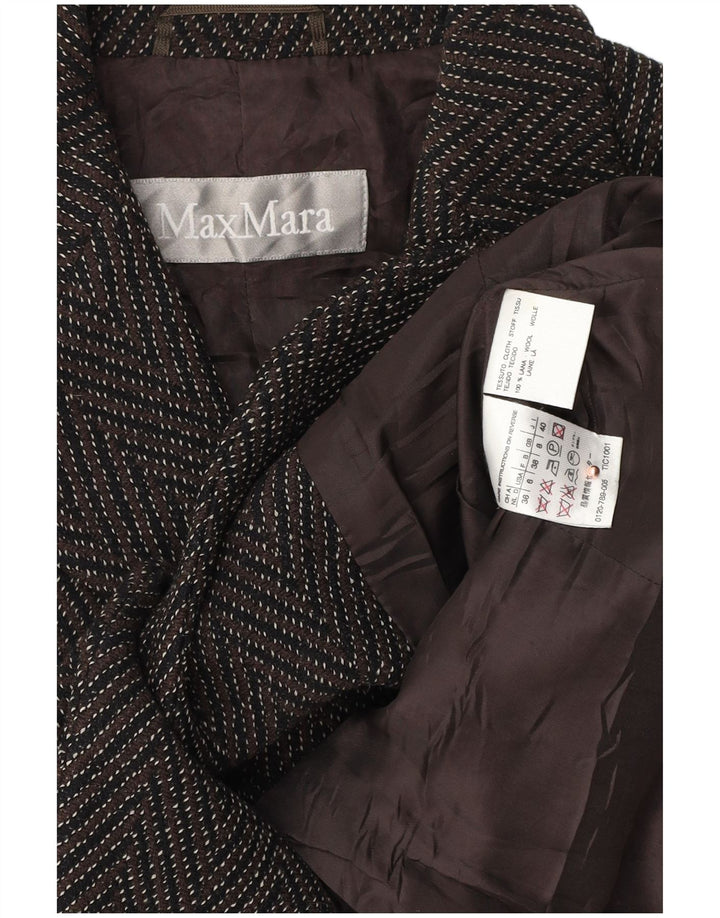 Max Mara Womens 3 Button Blazer Jacket UK 8 Small Brown Chevron Wool