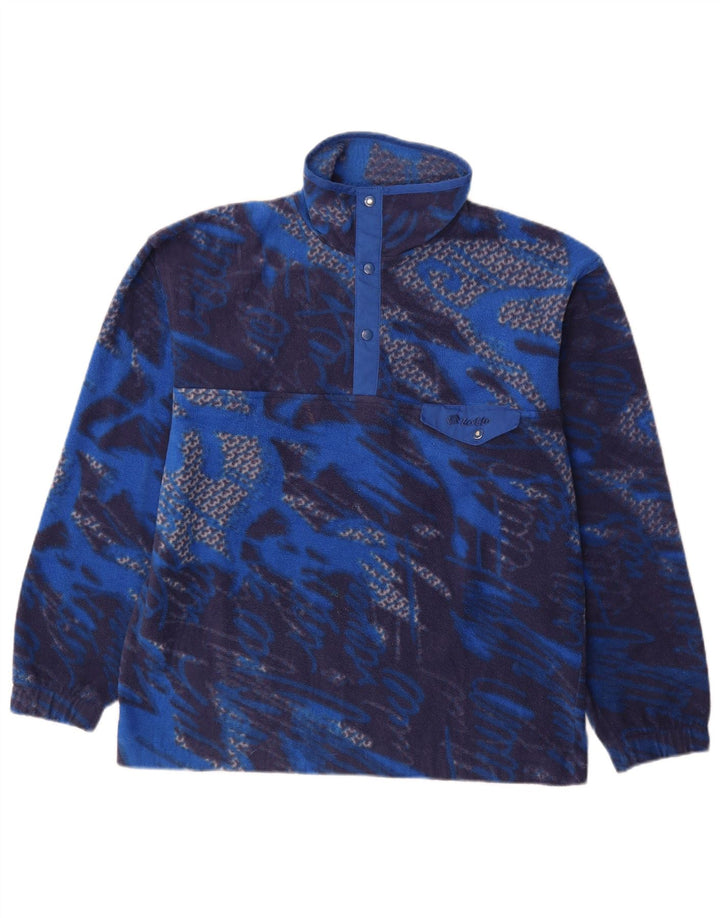 Lotto Mens Abstract Pattern Button Neck Fleece Jumper Large Blue