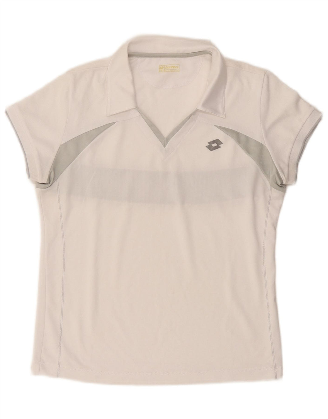 Lotto Womens Polo Shirt UK 12 Medium White Colourblock