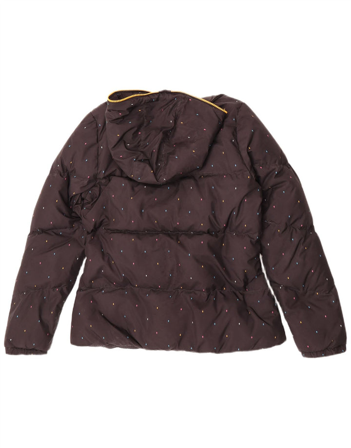 Adidas Womens Hooded Padded Jacket UK 14 Medium Black Spotted Polyester