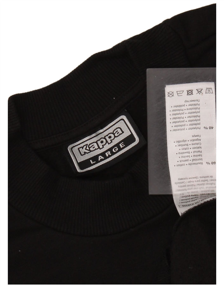 KAPPA Womens Oversized Crop Graphic Sweatshirt Jumper UK 16 Large Black