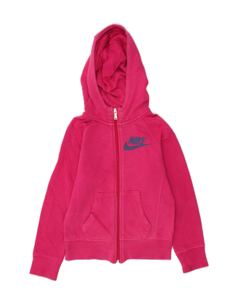 NIKE Girls Zip Hoodie Sweater 6-7 Years XS Pink Cotton | Vintage Nike | Thrift | Second-Hand Nike | Used Clothing | Messina Hembry 