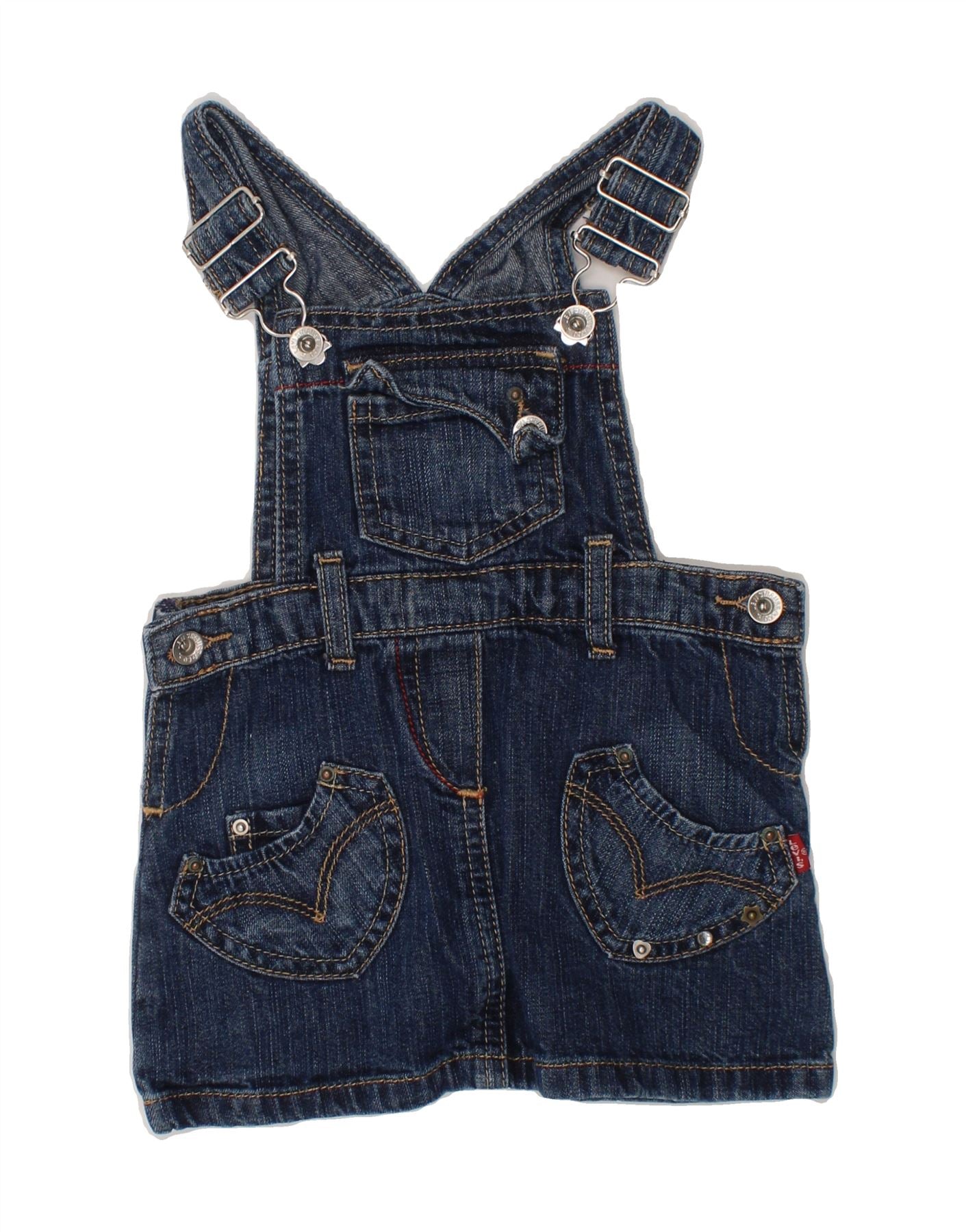 LEVI'S Salopette per Neonate Pantaloncini in Denim 9-12 Mesi W20 Blu Navy  Cotone