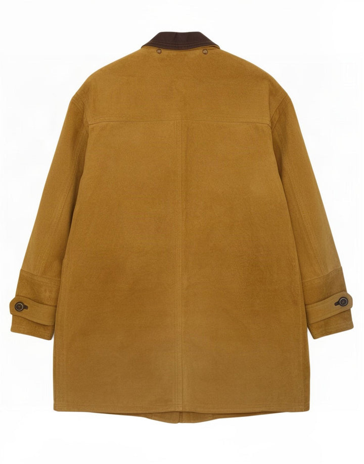 Vintage Mens Suede Duffle Coat IT 52 XL Beige Leather