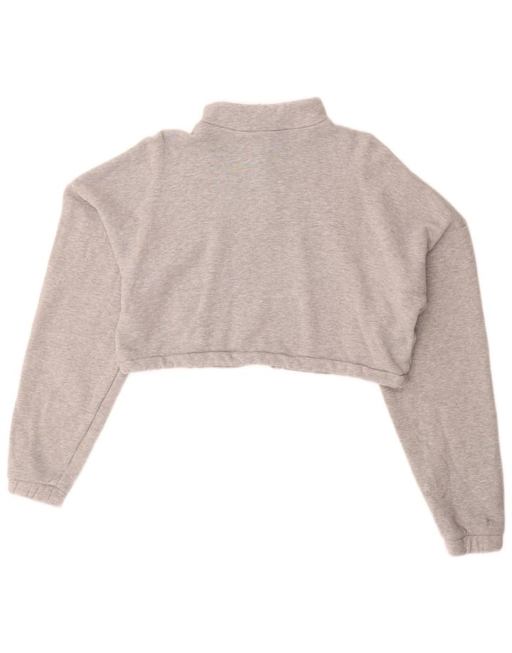 Adidas Womens Oversized Graphic Sweatshirt Jumper UK 10 Small Grey Flecked