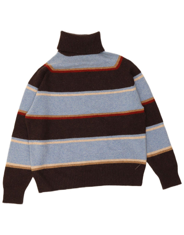 Daniel Hechter Womens Roll Neck Jumper Sweater UK 14 Large Blue Striped