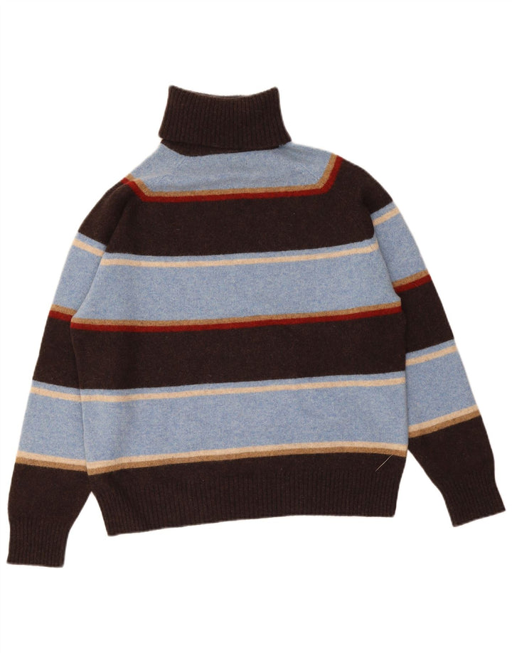 Daniel Hechter Womens Roll Neck Jumper Sweater UK 14 Large Blue Striped