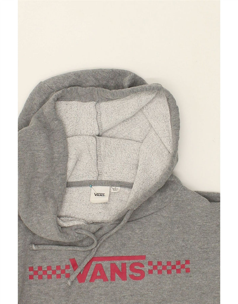 VANS Womens Loose Fit Crop Hoodie Jumper UK 16 Large Grey Cotton | Vintage Vans | Thrift | Second-Hand Vans | Used Clothing | Messina Hembry 