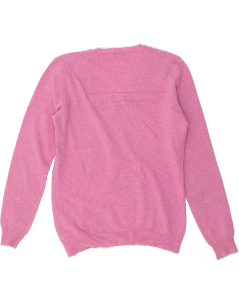 BENETTON Womens V-Neck Jumper Sweater UK 14 Medium Pink Wool | Vintage Benetton | Thrift | Second-Hand Benetton | Used Clothing | Messina Hembry 