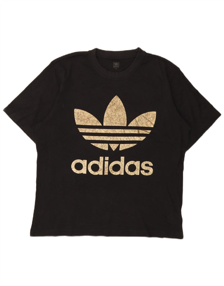 Adidas Mens Graphic T-Shirt Top Large Black Cotton