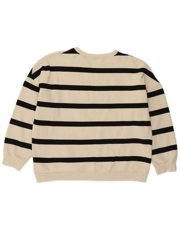 MINT VELVET Womens Sweatshirt Jumper UK 14 Medium White Striped Cotton