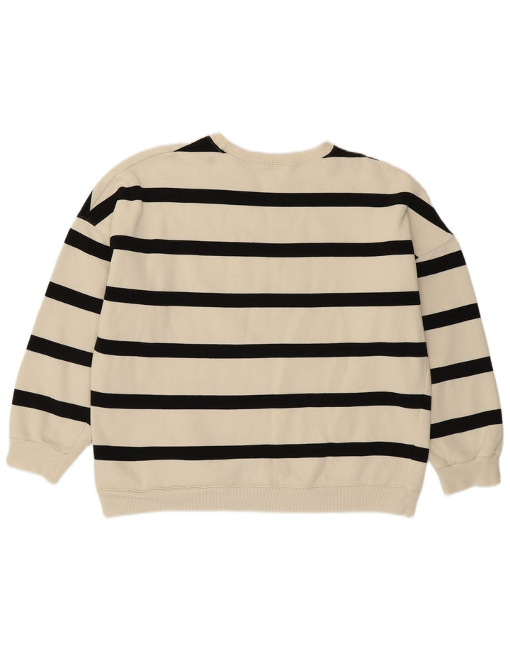 MINT VELVET Womens Sweatshirt Jumper UK 14 Medium White Striped Cotton