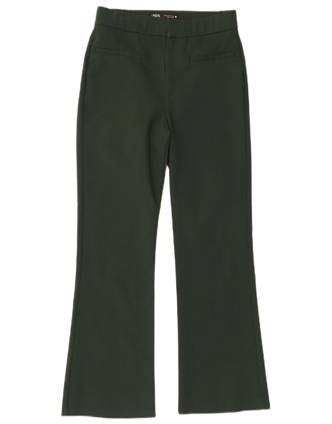 ZARA Womens Bootcut Casual Trousers Small W26 L25 Green Cotton