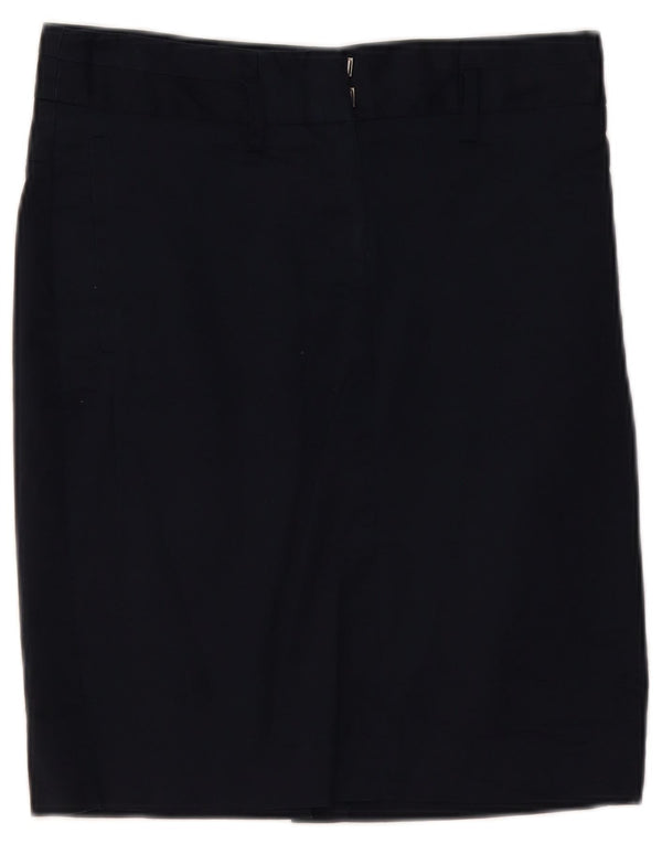 Zara Womens Straight Skirt Small W26 Navy Blue Cotton