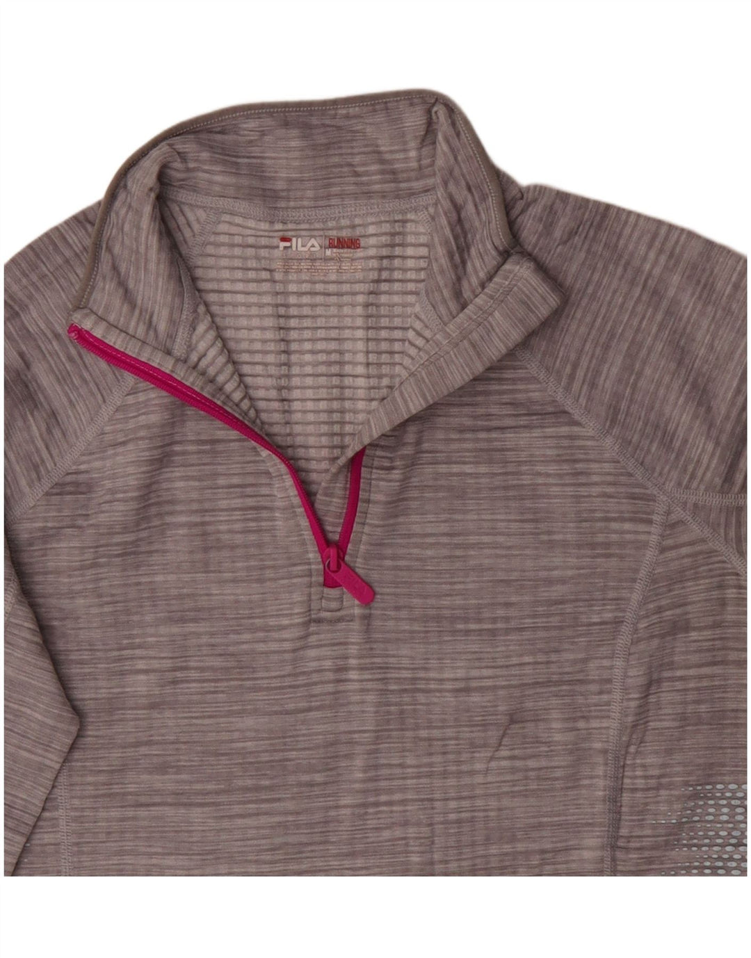Fila Womens Zip Neck Pullover Tracksuit Top UK 14 Medium Grey Flecked