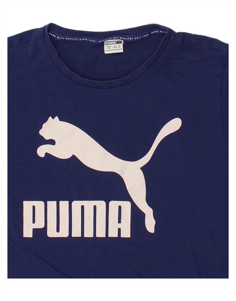 PUMA Boys Graphic T-Shirt Top 13-14 Years Navy Blue Cotton | Vintage Puma | Thrift | Second-Hand Puma | Used Clothing | Messina Hembry 