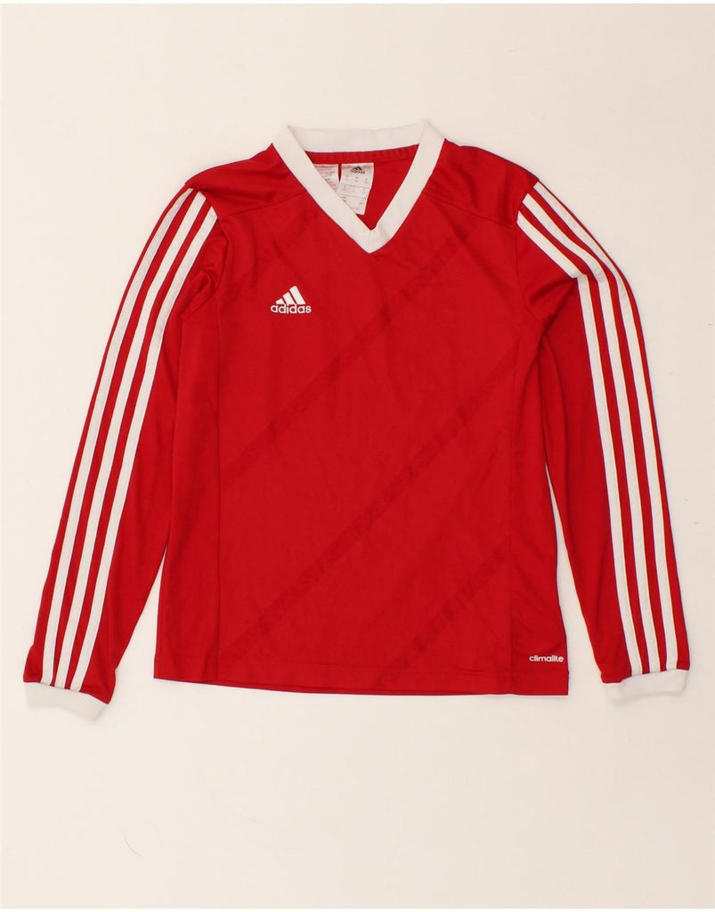 ADIDAS Boys Top Long Sleeve 11-12 Years Large Red Polyester | Vintage Adidas | Thrift | Second-Hand Adidas | Used Clothing | Messina Hembry 