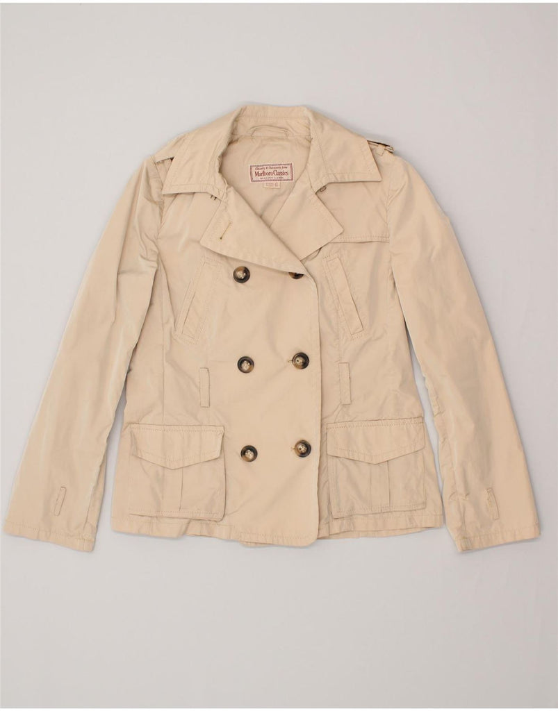 MARLBORO CLASSICS Womens Pea Coat EU 42 Large Beige Polyester | Vintage Marlboro Classics | Thrift | Second-Hand Marlboro Classics | Used Clothing | Messina Hembry 