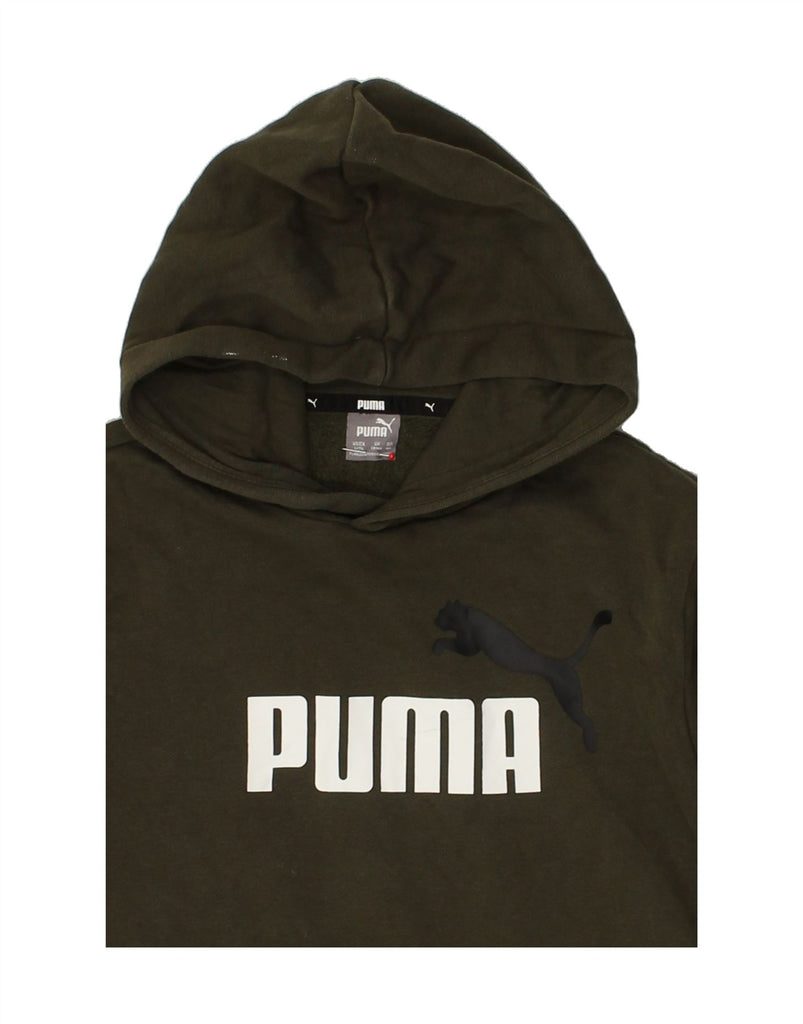 PUMA Boys Graphic Hoodie Jumper 13-14 Years Khaki Cotton | Vintage Puma | Thrift | Second-Hand Puma | Used Clothing | Messina Hembry 