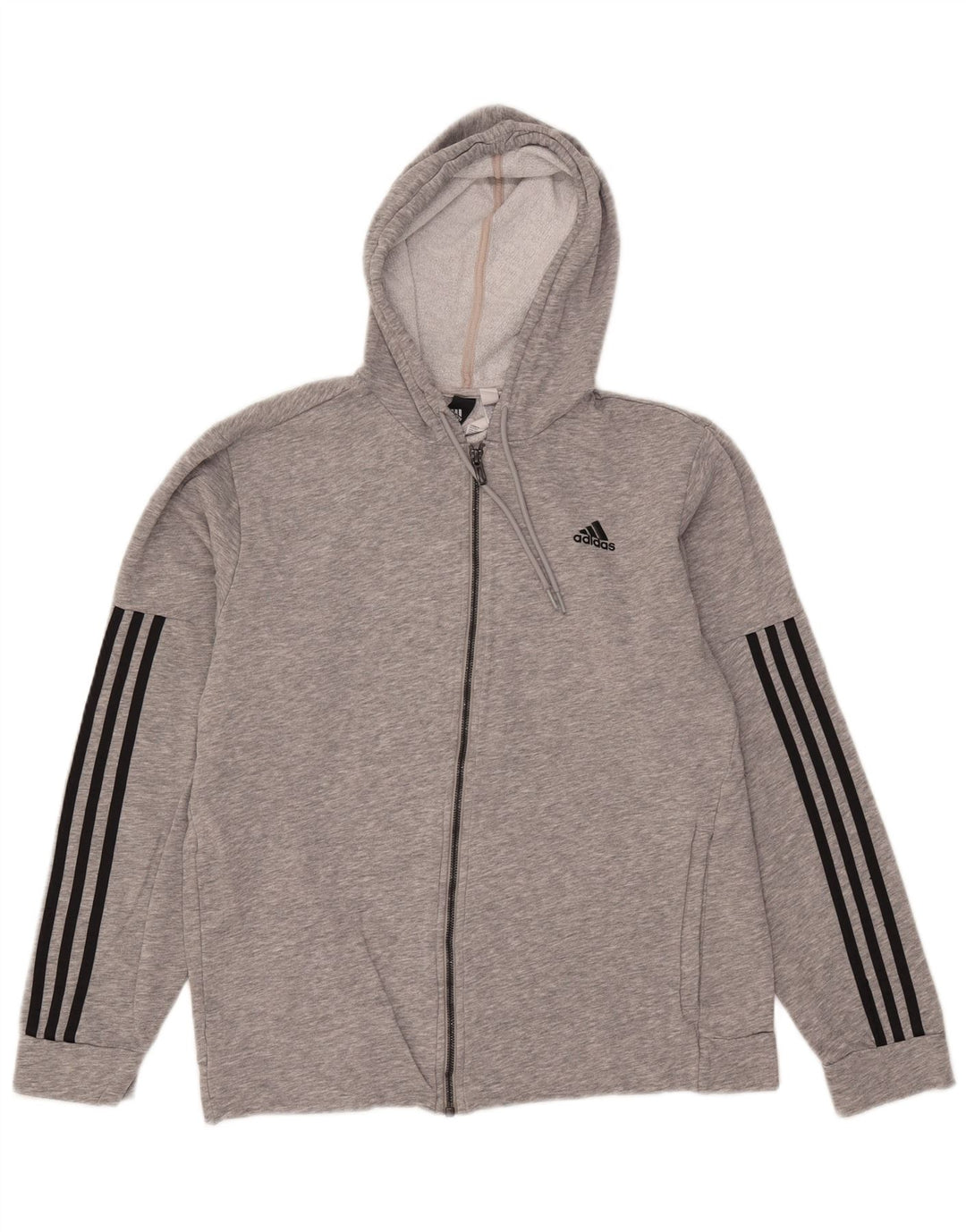 Adidas Mens Zip Hoodie Sweater Large Grey Cotton